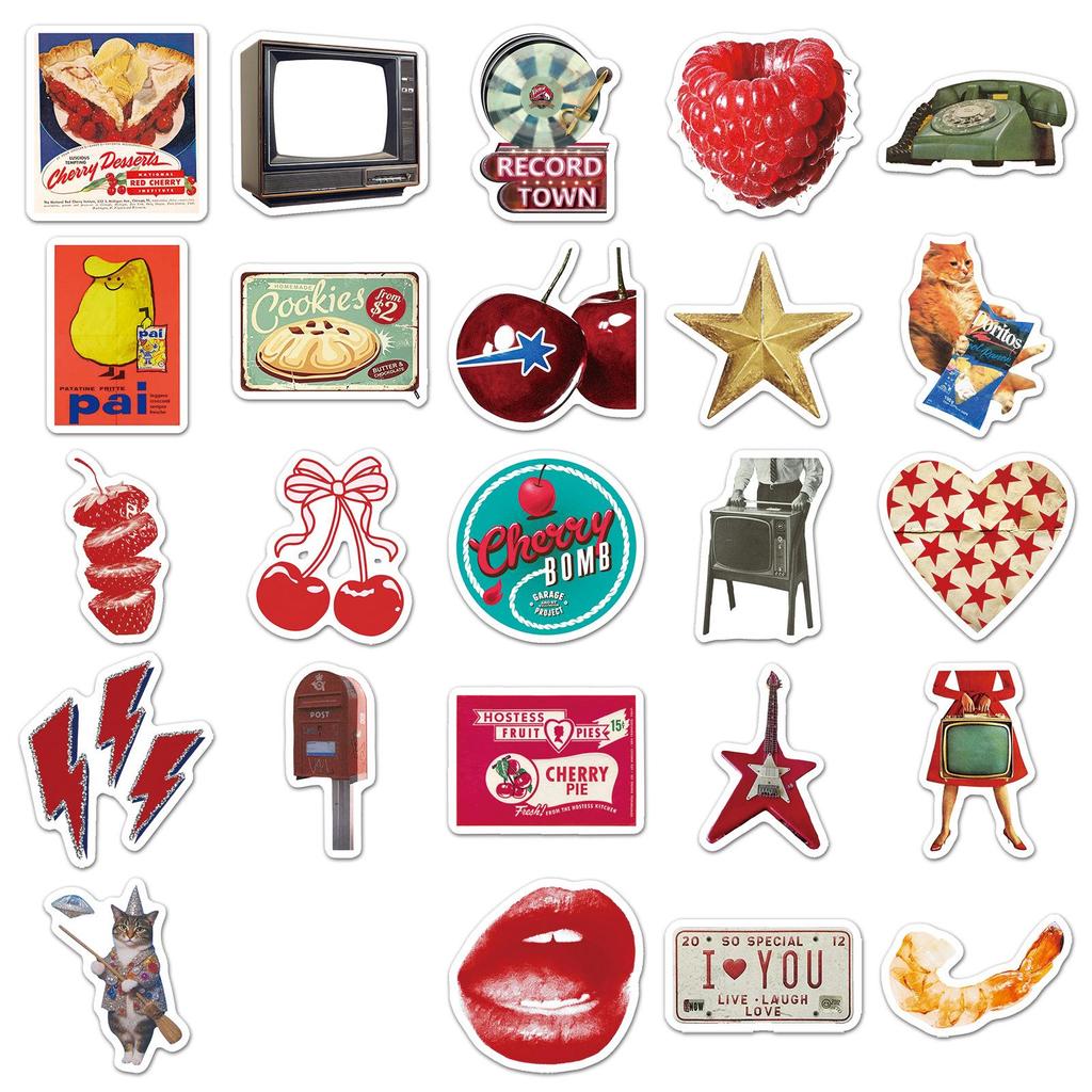 50PCS Trendy Retro American Stickers: Cool, Waterproof Decals for Phone Cases, Laptops, Journals, and Motorcycles.