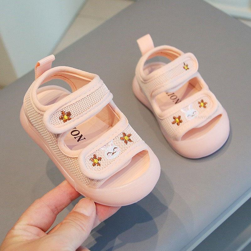 

Soft Sole Anti Kick Kid Baby Sandals Embroidered Flower Rabbit Cartoon Infant Sandal Breathable Boy Girl Children Sports Sandals 21