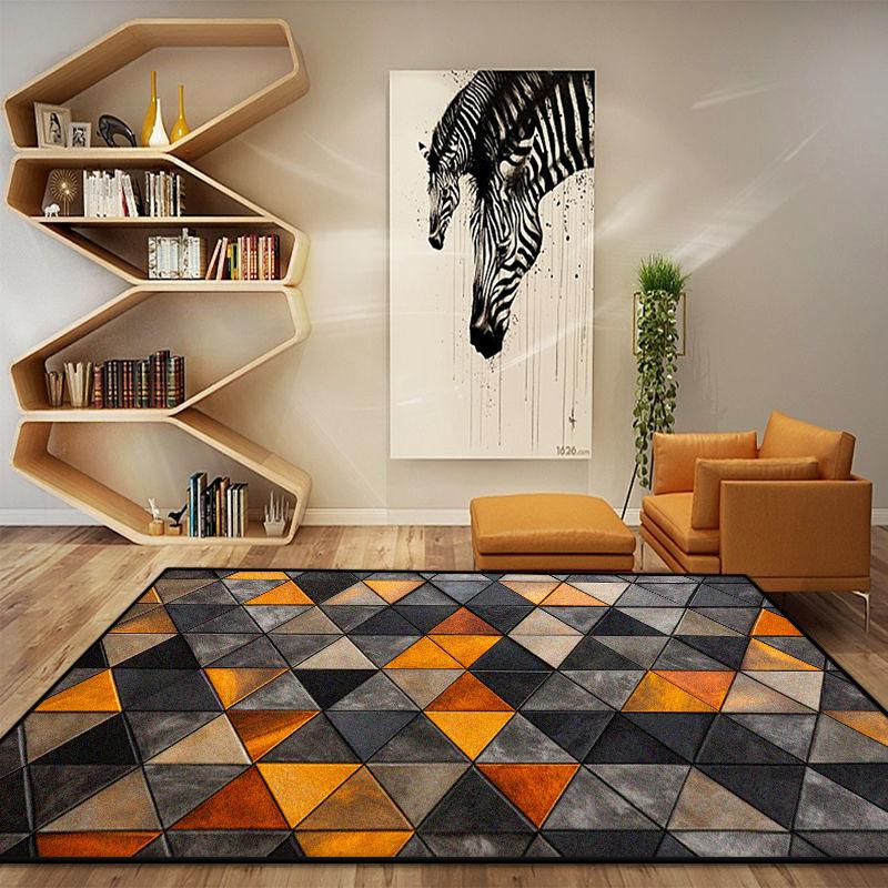 

Light Luxury Geometric Nordic Carpets for Living Room Orange Decor Soft Rugs for Bedroom Home Easy Cleaning Large Area Floor Mat 60*90cm