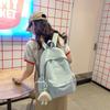 Schoolbag Female Japanese Ins Junior High School Students Solid Color Backpack High School Students Simple Lazy Style Versatile Backpack