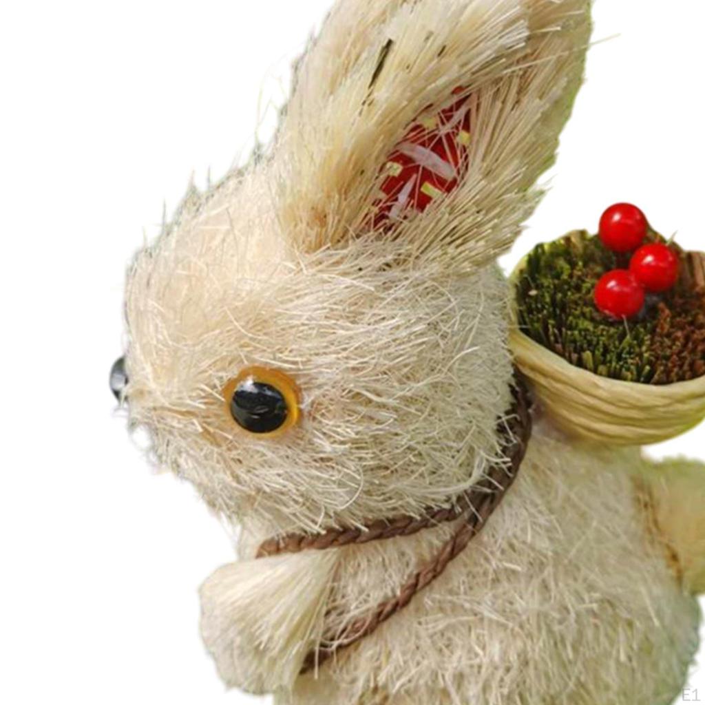Rabbit Ornament, Artisanal Animal Statue, Easter Decoration, Small Back Basket for Bedroom, Rear