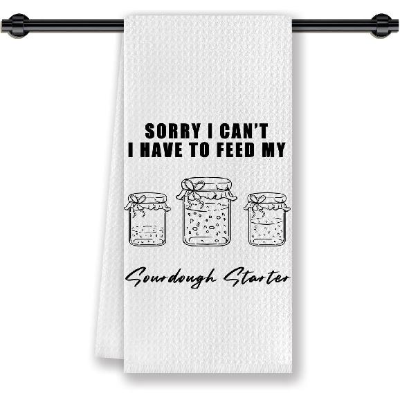 Funny Sourdough Baking Kitchen Dish Towels,Sourdough Gifts for Women Bread Bakers,Hand Tea Towels for Kitchen Bakery Decor,16x24 Inches