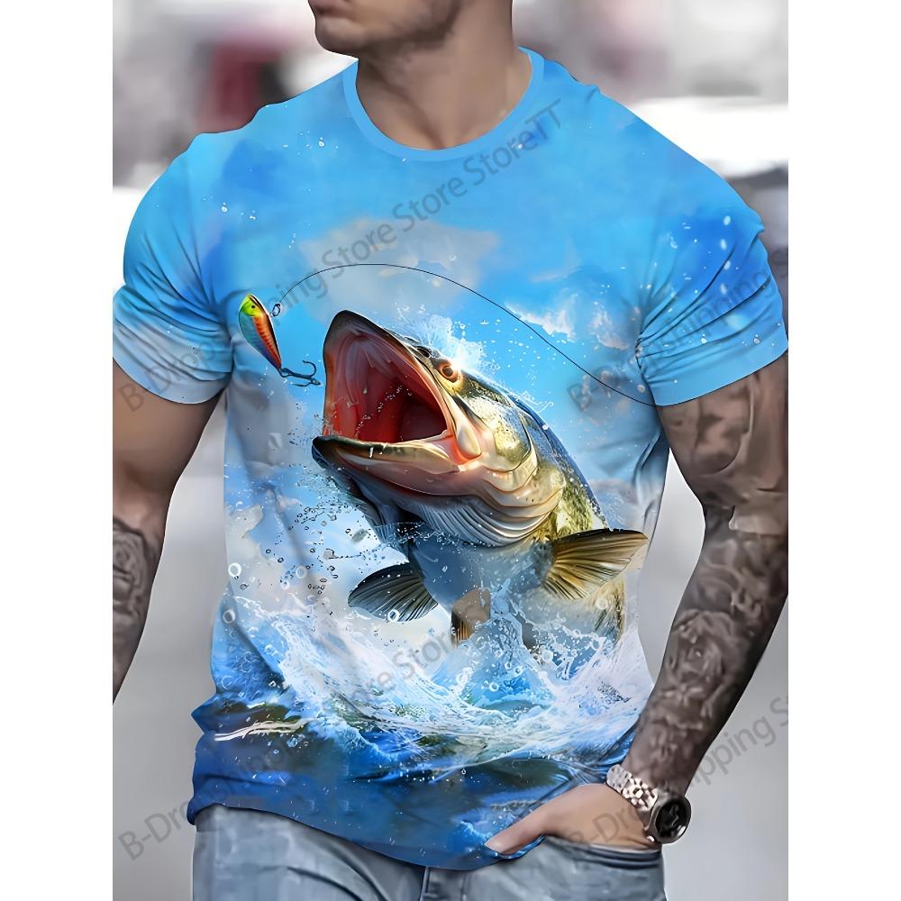 New Outdoor Fishing 3d Print T-shirt Men Women Fashion Street Short Sleeve Tops Tees Kids Clothes oversized t shirt Graphic y2K XL