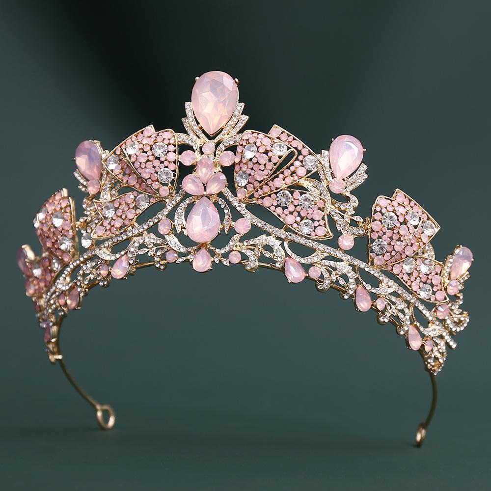 2026 New Crystal Bow Crown Bridal Hair Accessories High Sense European and American Crown Birthday Wedding 16*7.8CM