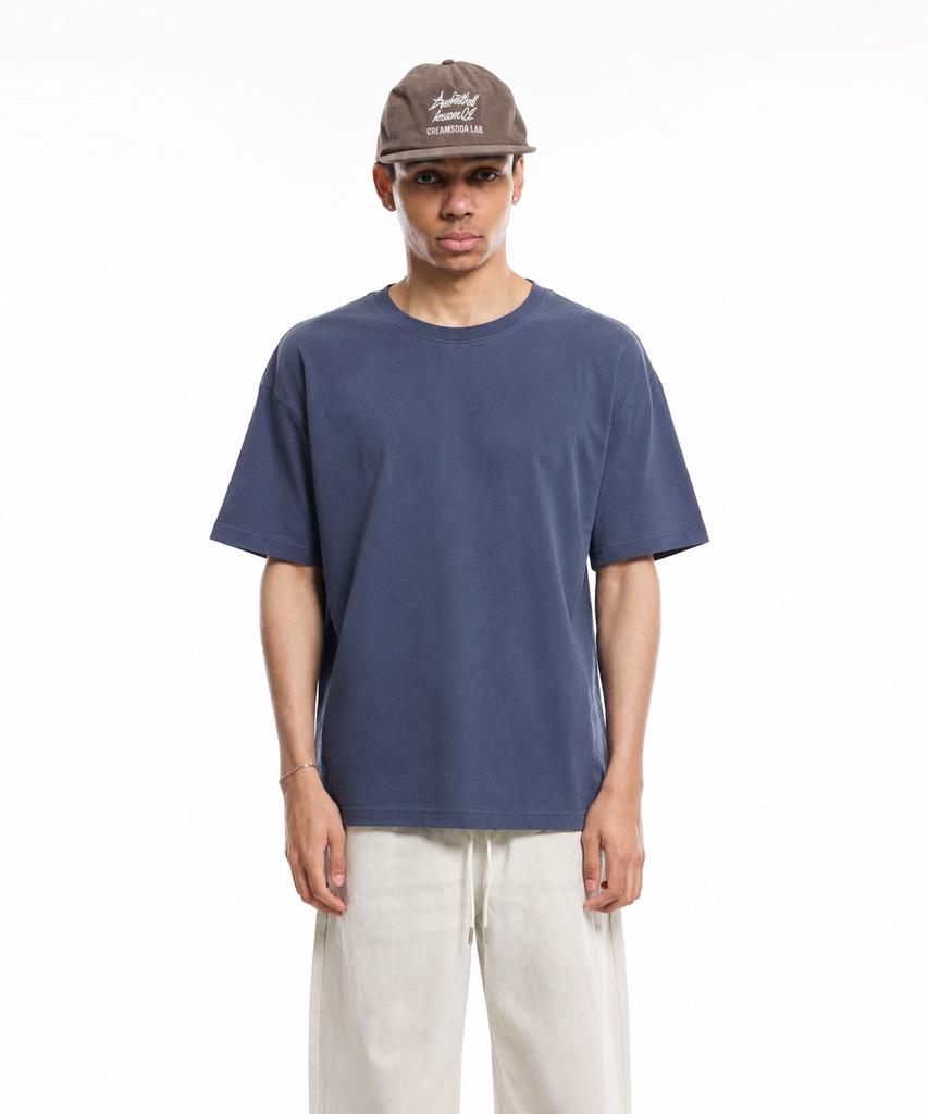 CREAM SODA LAB Garment Dyed Pigment Short Sleeve T-Shirt Steel Blue