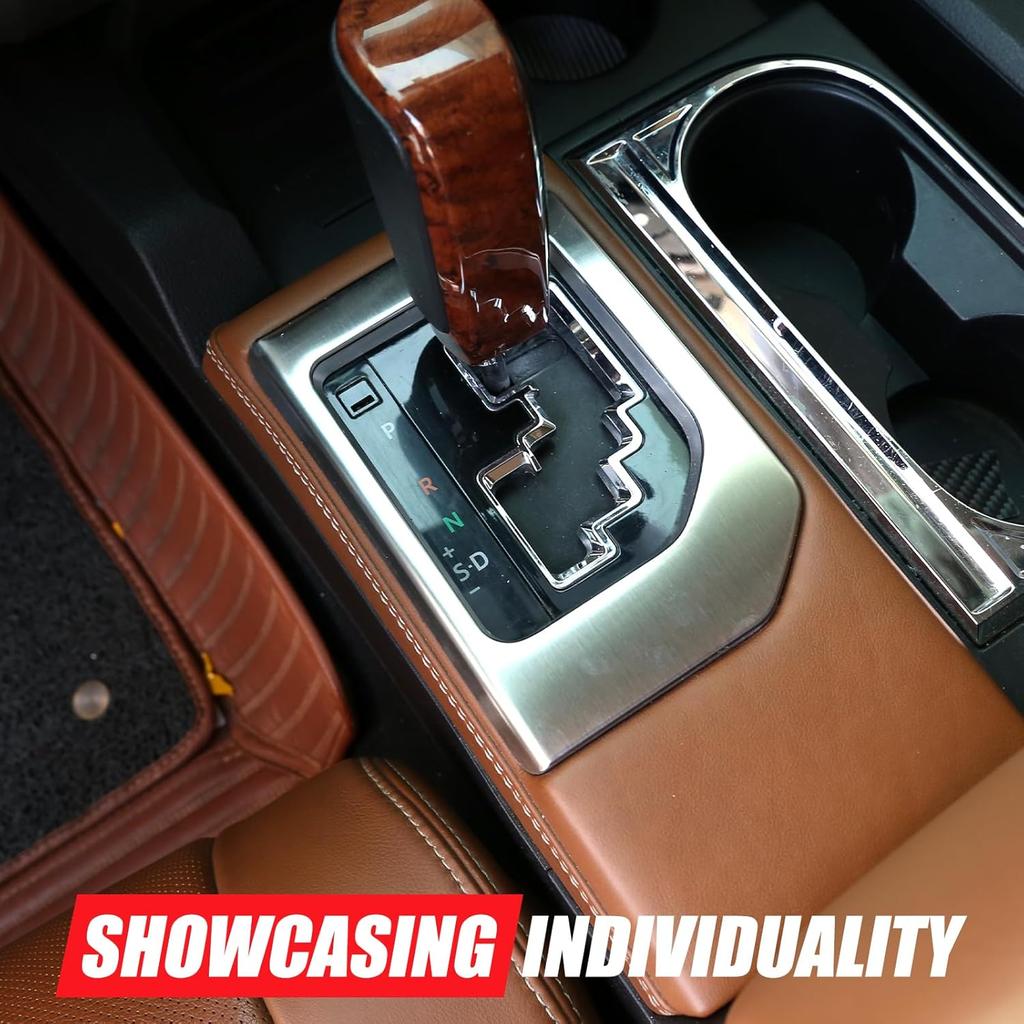 LLKUANG for Toyota Tundra 2014-2021 SUV Stainless Steel Center Console Gear Shift Panel Frame Trim Car Accessories (Silver)