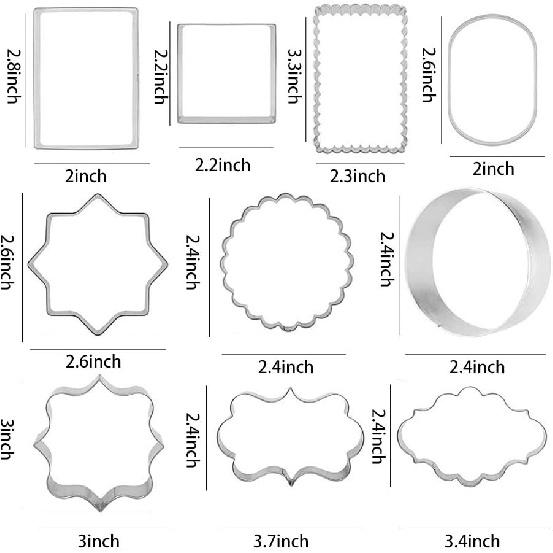10 PCS Plaque Frame Cookie Cutters Set Fondant Tiles Biscuit Cutter Molds for Cookie Fruit Shapes