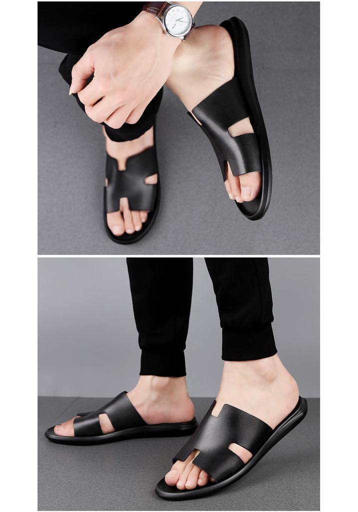 2024 Herren Open-Toe Slip-On Rindsleder Sandalen - Große Größe Strandhausschuhe