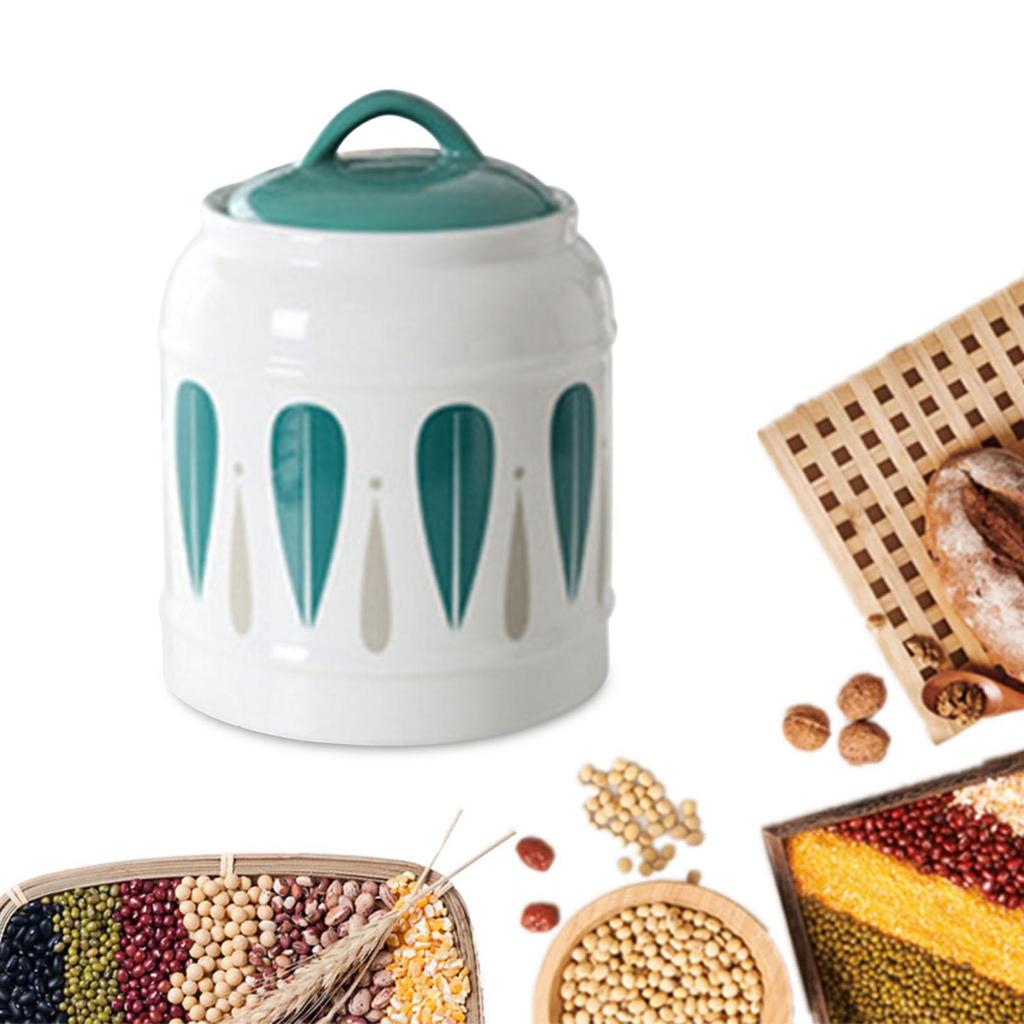 Ceramic Jar with Airtight Lid Food Storage Porcelain Dry Container Tea Canister Pet Treat