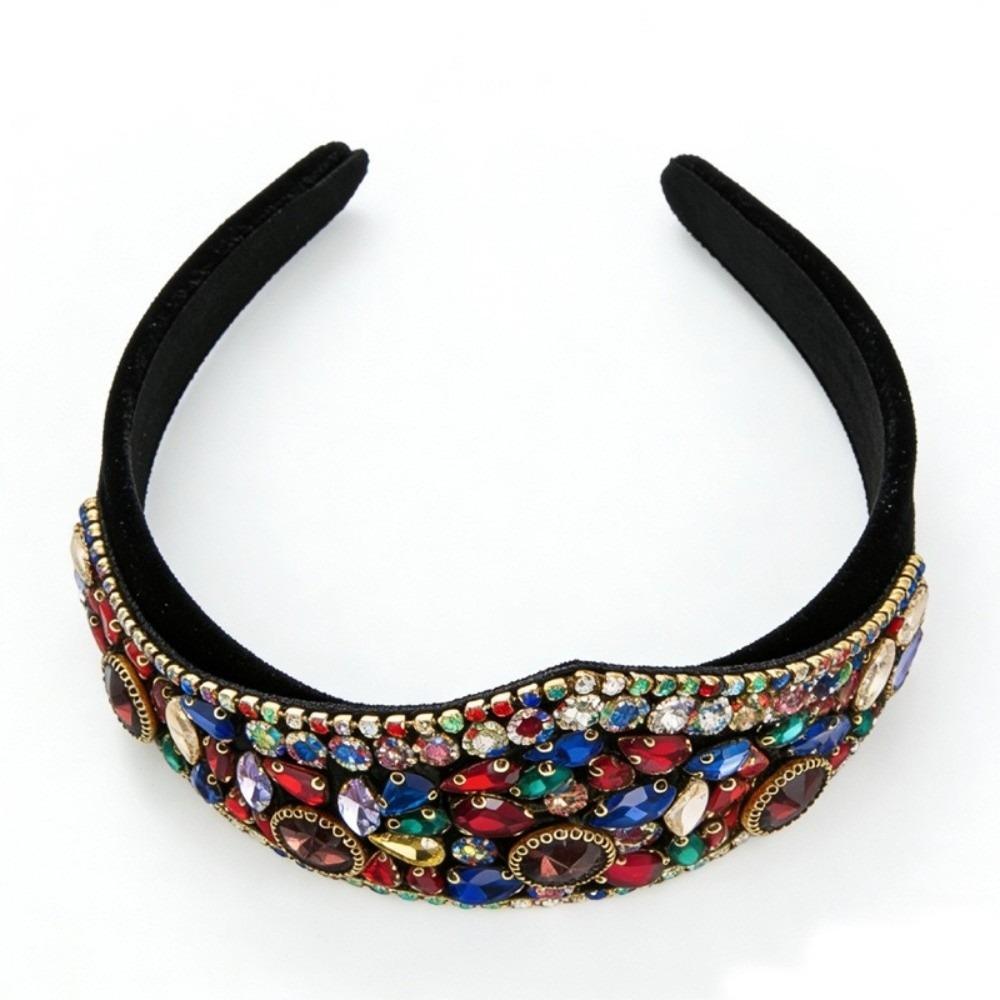 Shiny Rhinestone Headband Wide Brim Baroque Headdress Bling Bling Women Hair Hoop  Wedding