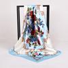 [BYSIFA] Coffee Women Silk Scarf Shawl Winter Elegant Brand Floral Large Square Scarves Wraps Fashion Muslim Head Scarf Blue,Red