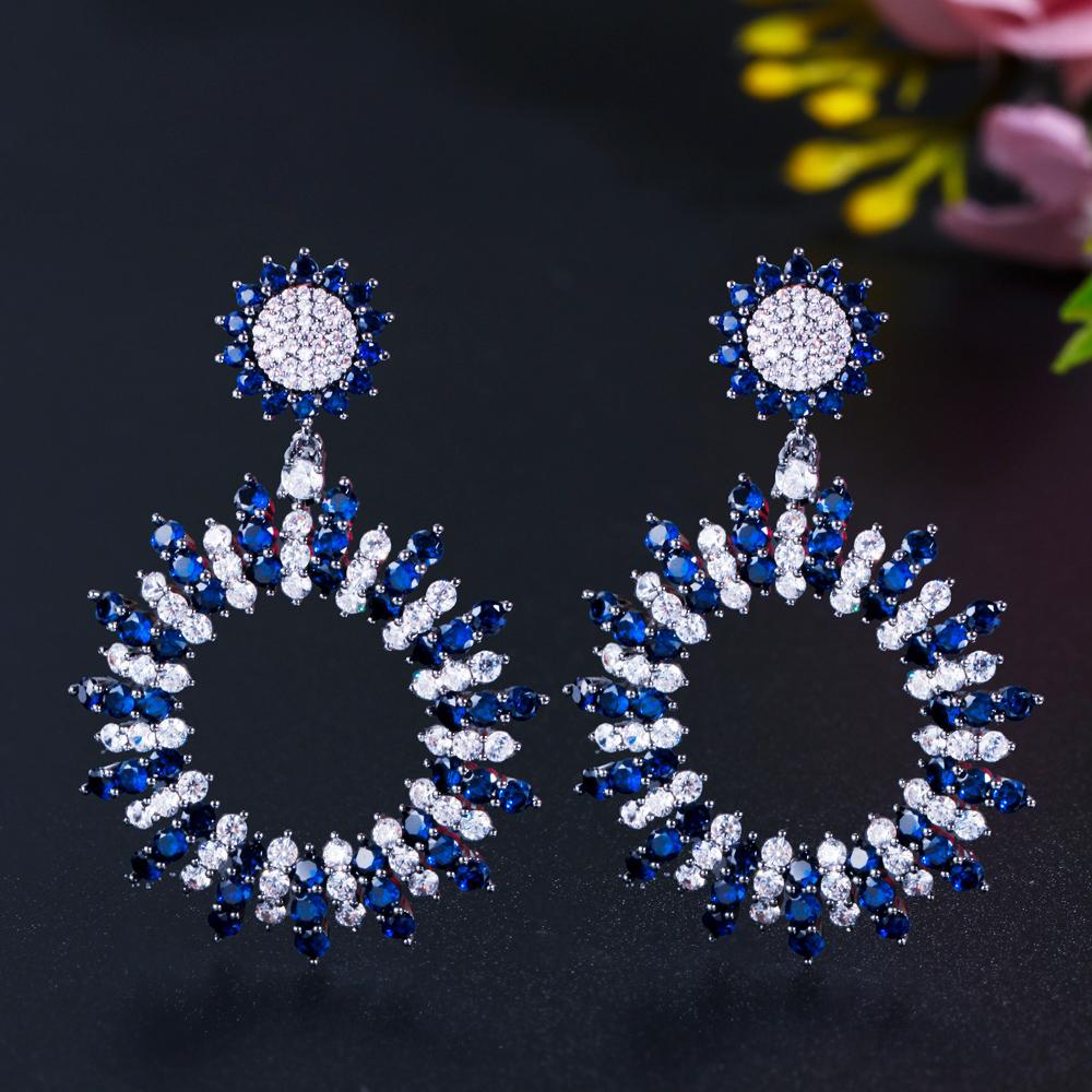 

Ювелирные изделия CMM Boho Круглые серьги-капли с кубическим цирконием сапфировый