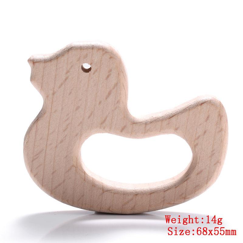 5Pcs/Lot Food Grade Wooden Teether Toys Animal Shape Wood Necklace Pendant for Baby DIY Wooden Teething Chew Toys