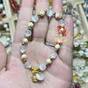 Bai Jingtai Blue Cat's Eye Stone Ping'an Kou Na Fu Bracelet with Gold Foil Ash Glaze