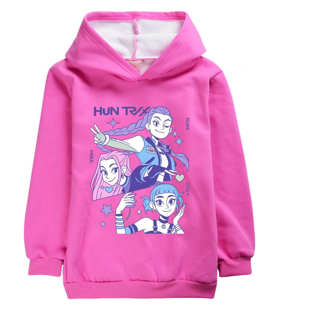 5043 Kids Girls Cartoon Anime Kpop Rumi Zoey Mira Print Long Sleeves Velvet Warm Winter Hoodie