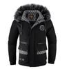 Mens Winter Thickened Fleece-Lined Cotton Coat With Detachable Fur Collar Hooded Outerwear Cold Weather