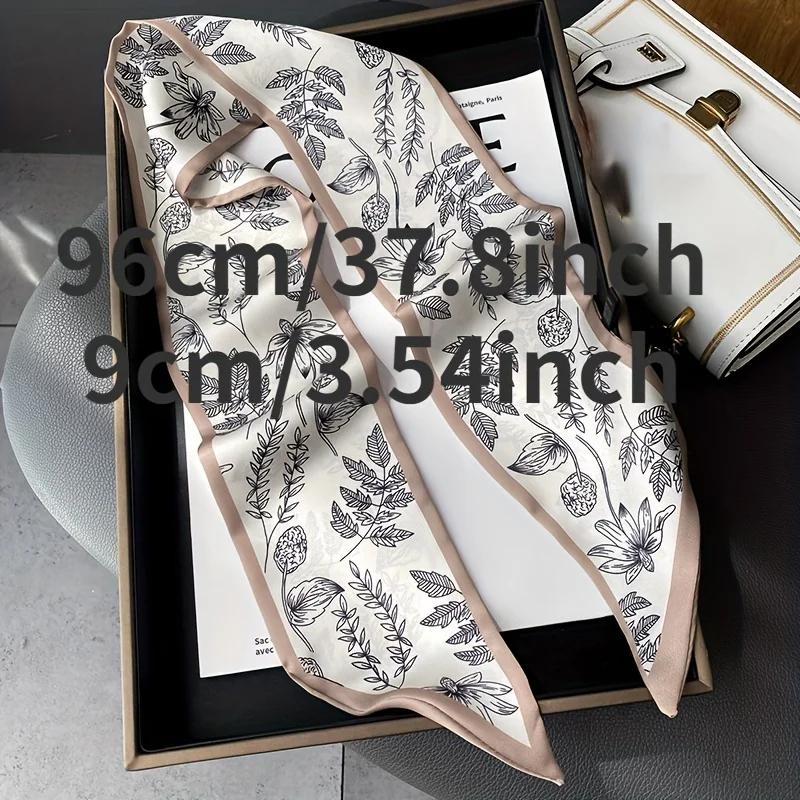 Double Sided Plant Print Scarf Luxury Brand Slender Neckerchief French Elegant Inelastic Neck Scarf Hairband
