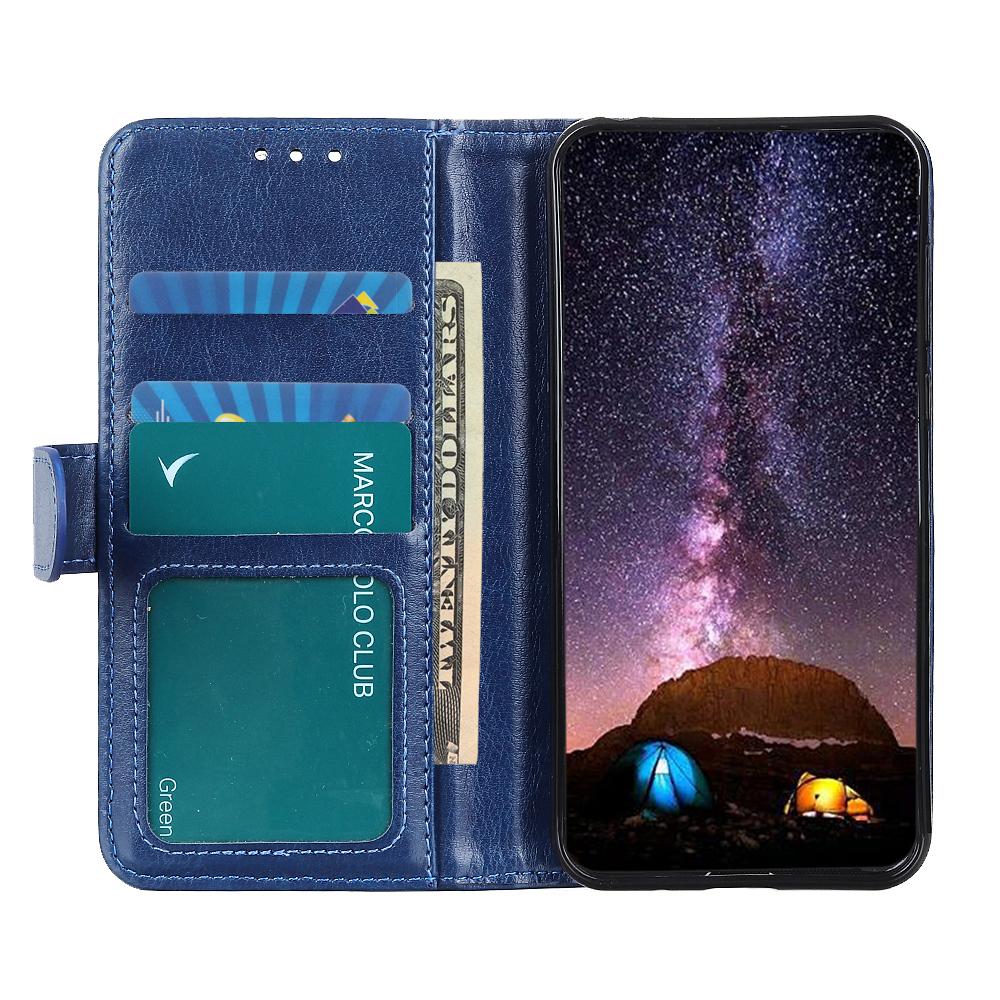 

For Honor 200 5G Case PU Leather Wallet Phone Cover Crazy Horse Texture Blue