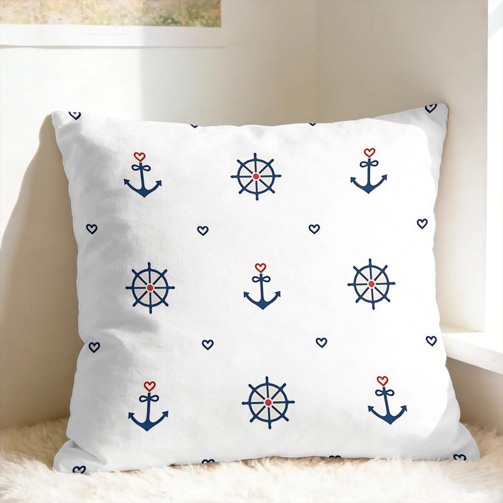 Nordic Dark Blue Nautical Collection Pillow Cover Vintage Pillow Case For Sofa Couch Bed Living Room Cushion Cover Gift Idea