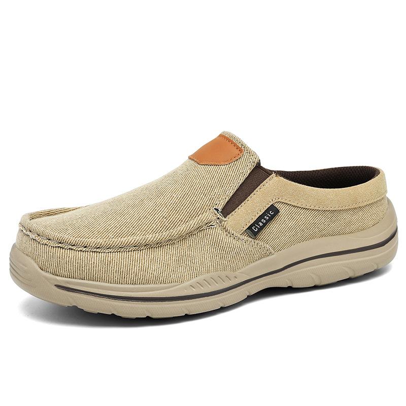 Summer loafers large size casual men's shoes light foot cover half drag outside wear one pedal driving lazy shoes men