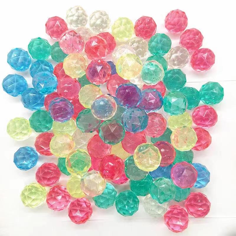 5pcs Fun Diamond Bounce Ball Rainbow Color Children's Elastic Rubber Ball Floating in Water Gemstone Twister Toy Gift