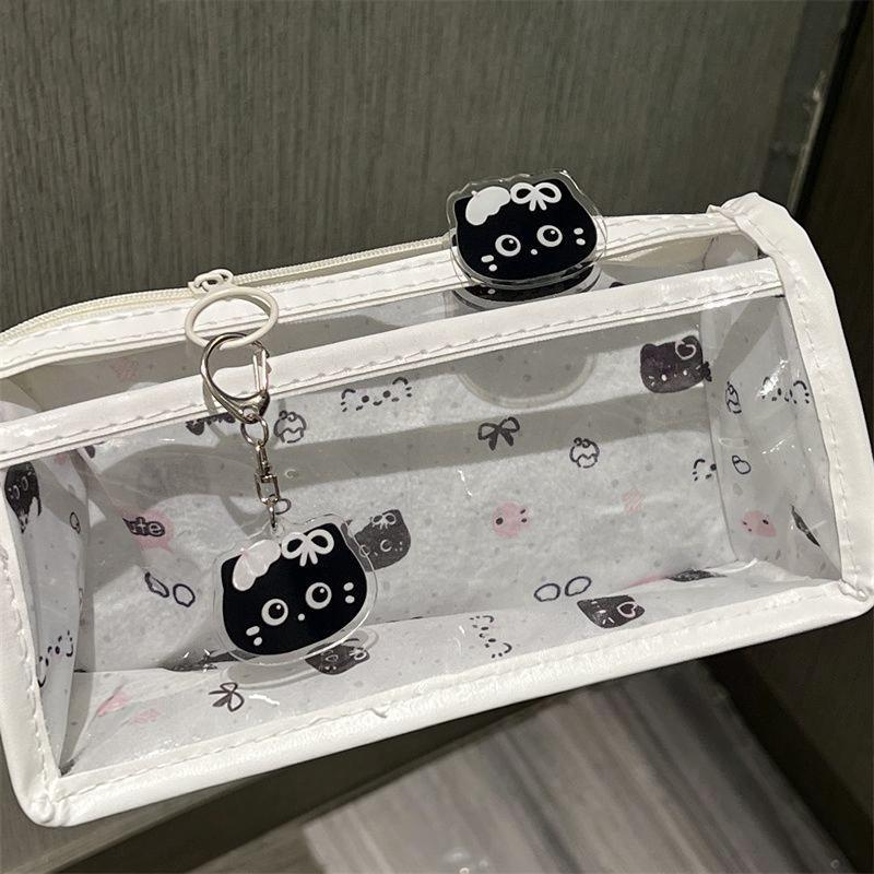 Cute Cartoon Translucent Pencil Case Double Layer Large Capacity Stationery Storage for Kids Students Art Class School Use