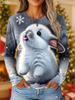 2025 Christmas Women's T Shirt Graphic Santa Claus Snowman Fashion Casual Long Sleeve Round Neck Regular Tops Print Spring Fall