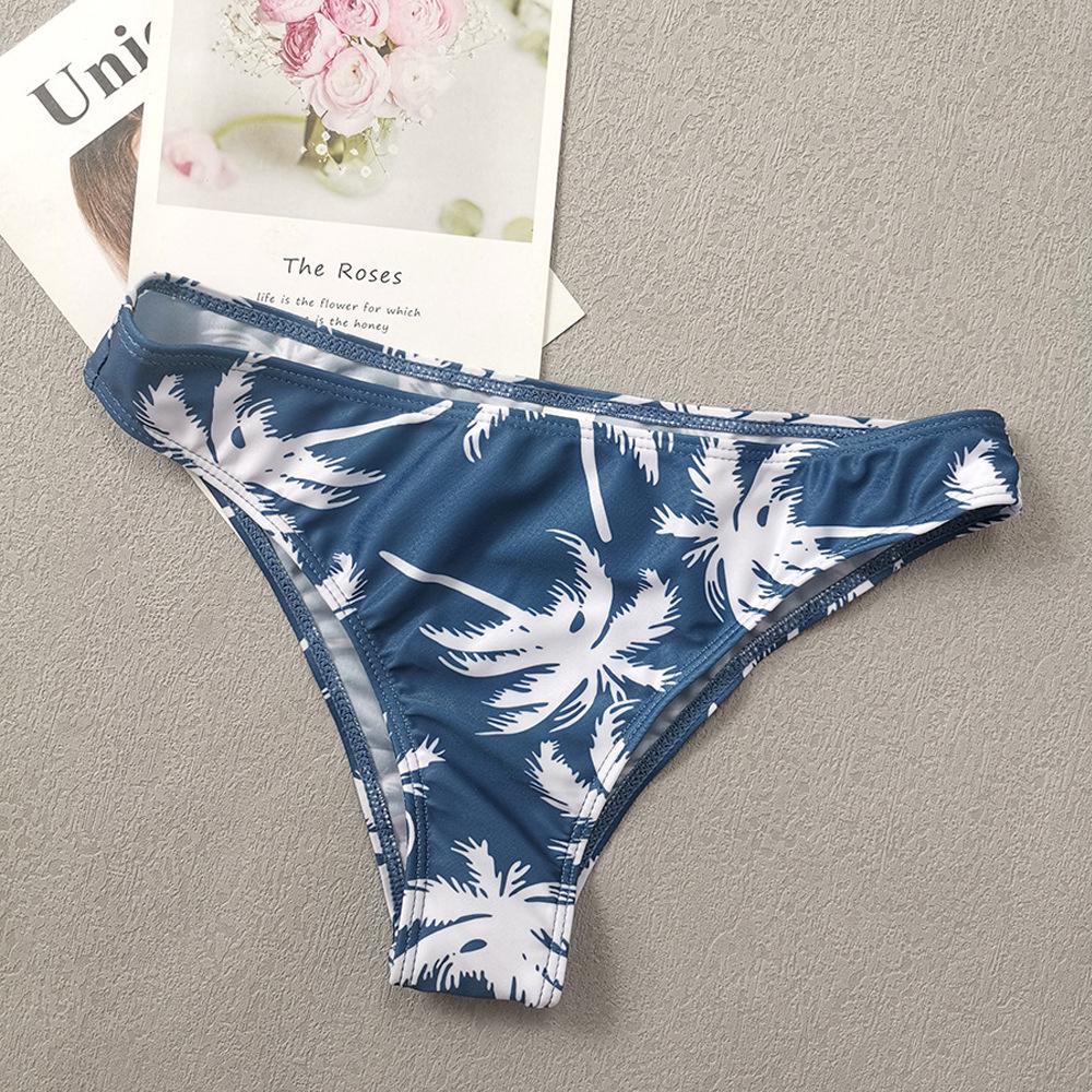 23-Year Coconut Tree Print Halter Neck Tie-Up Tummy Control Plus Size Women's Bikini