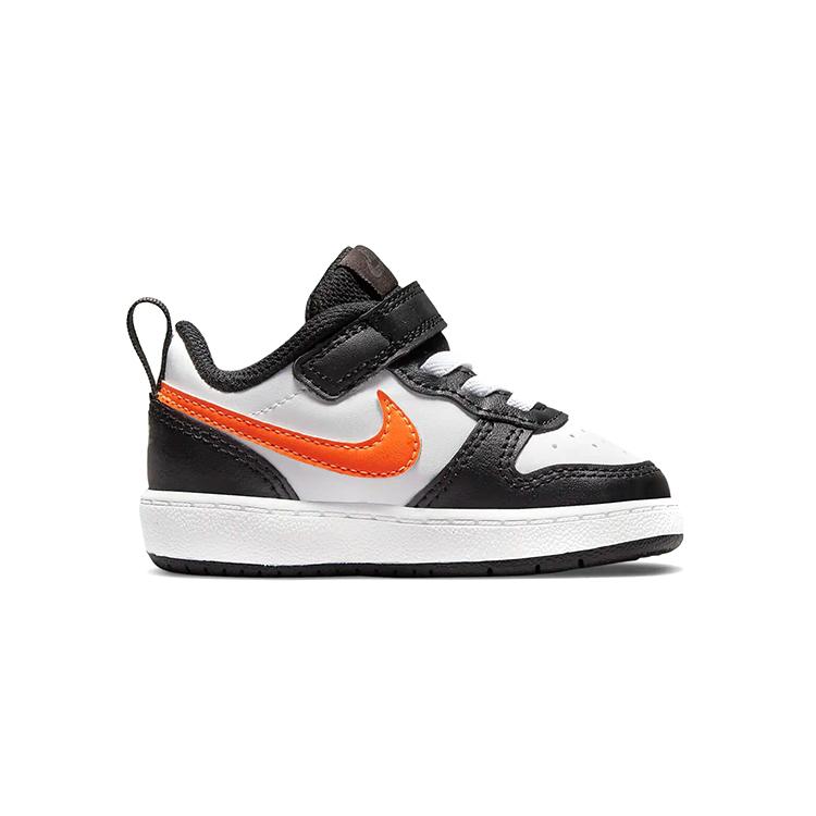 Nike Court Borough Low 2 Low Top Skateboard Shoes Black White Orange Infant And Toddler BQ5453-115