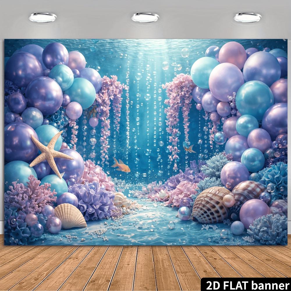 2D Plane Dreamy Underwater Party Backdrop Fabric Made of Durable Polyester Material Suitable for Marine-themed Events