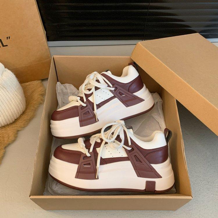 Leather little white shoes women's thick-soled heightening sports and leisure board shoes winter 2025 new soft-soled warm cotton shoes