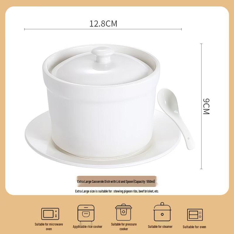 Ceramic Double-Boiler Stew Pot with Lid