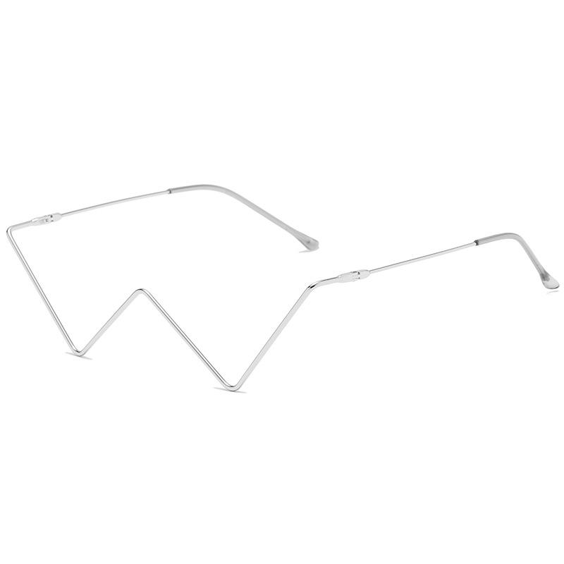 

KAMMPT W Shaped Glasses Frames with Rhinestones Women Fashion Decorative Eyewear without Lenses Ins Trendy Semi Rim Eyeglasses