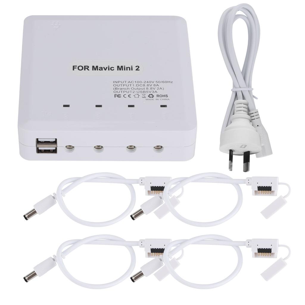 4‑In‑1 Drone Battery Charger USB Port Charging Adapter Device for DJI Mini 2 100‑240VAU Plug