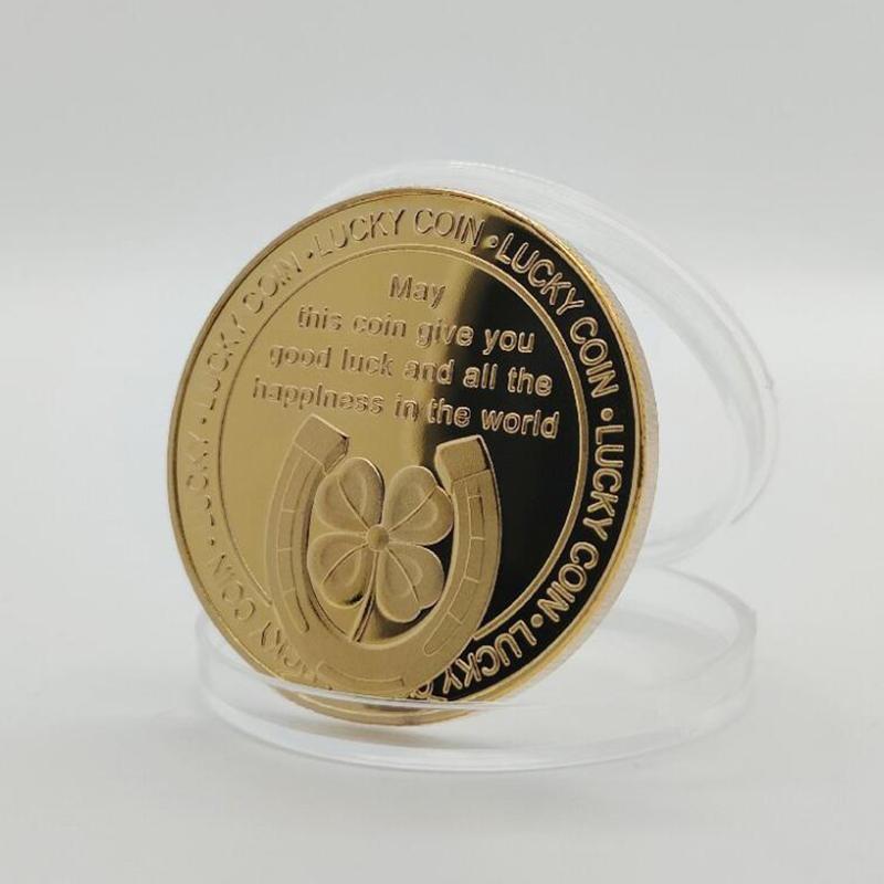 Lucky Commemorative Silver-Plated And Gold-Plated Commemorative Coin, Four Leaf Clover Embossed Mother'S Day Coin Collect