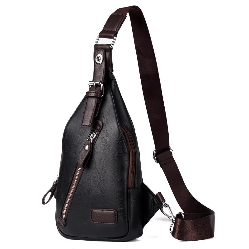 PU-Leder-Herren-Brusttasche, multifunktionale Einzelgurt-Anti-Diebstahl-Brusttasche mit verstellbarem Schultergurt, Messenger-Tasche