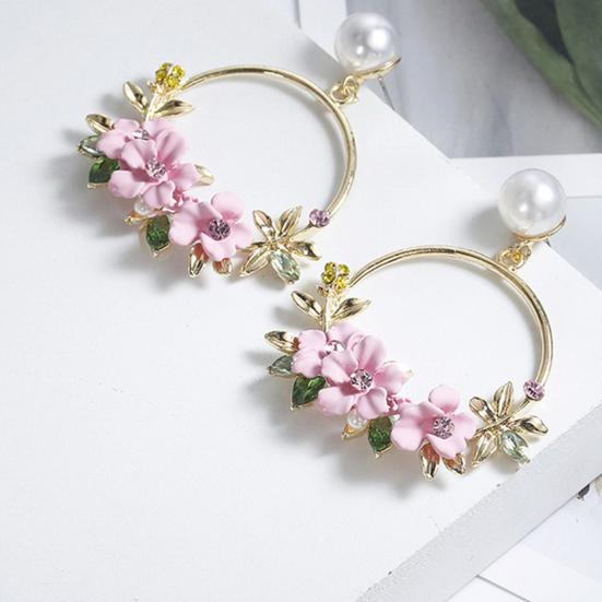 1 Pair Pendant Earrings Faux Pearl Dress Up Colorfast Girl Flower Pendant Earrings for Girlfriends