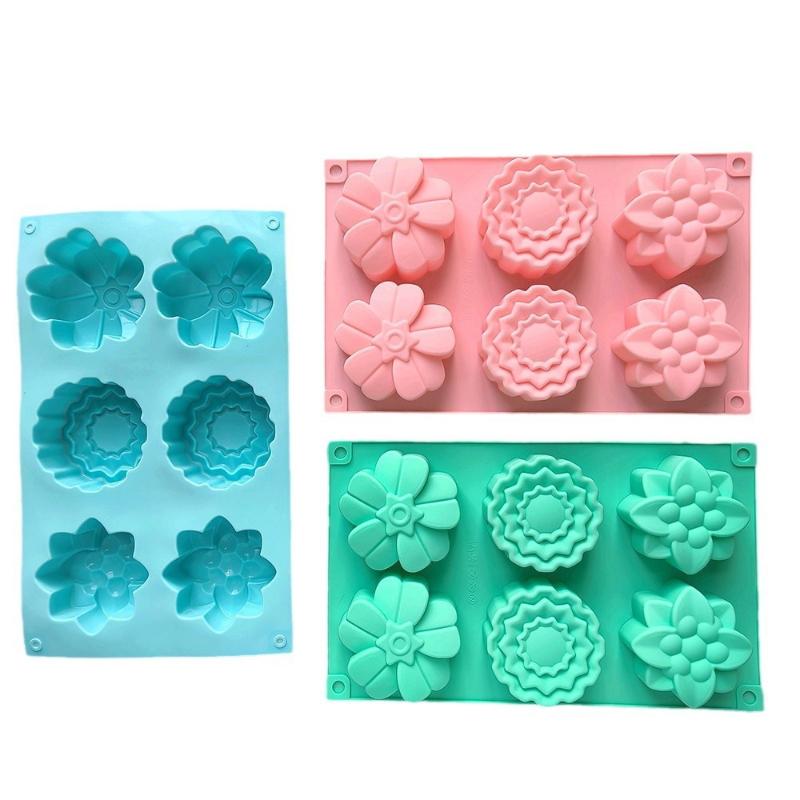 6 Cavity Flowers Silicone Mold Diy Handmade Fondant Cake Baking Chocolate Sugar Cake Tool Resin Polymer Clay Making Mould