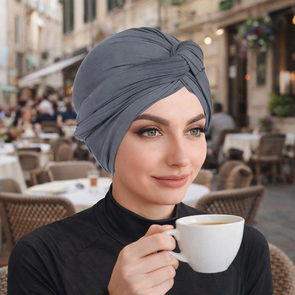 Vintage Knoten Turban Hut Wickelstil Islamisches Stirnband Mode Kopfbedeckung Kappe Damen Kopfbedeckung