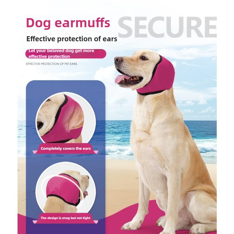 Pet Dog Ear Muffs - Summer Swimming Waterproof Headgear Noise Reduction & Soundproofing Anti-Fright Emotional Calming Headgear