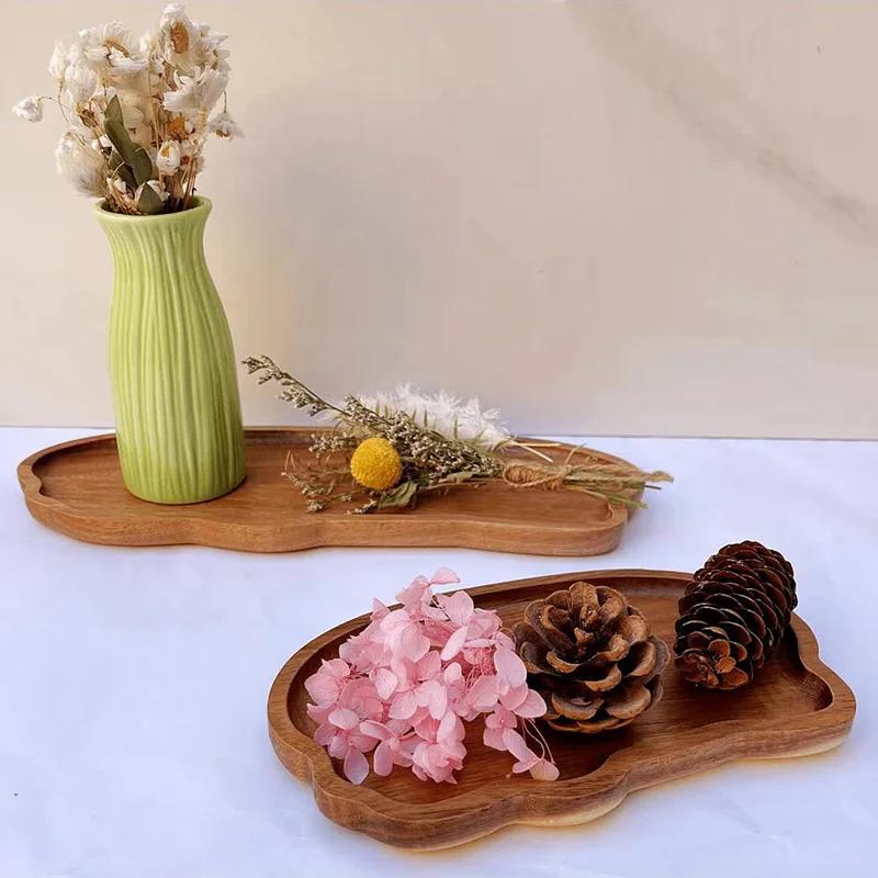 Vassoio in legno in stile giapponese per tè e caffè, frutta, dessert, caramelle, pane, snack, torte, cibo, vassoi, stoviglie