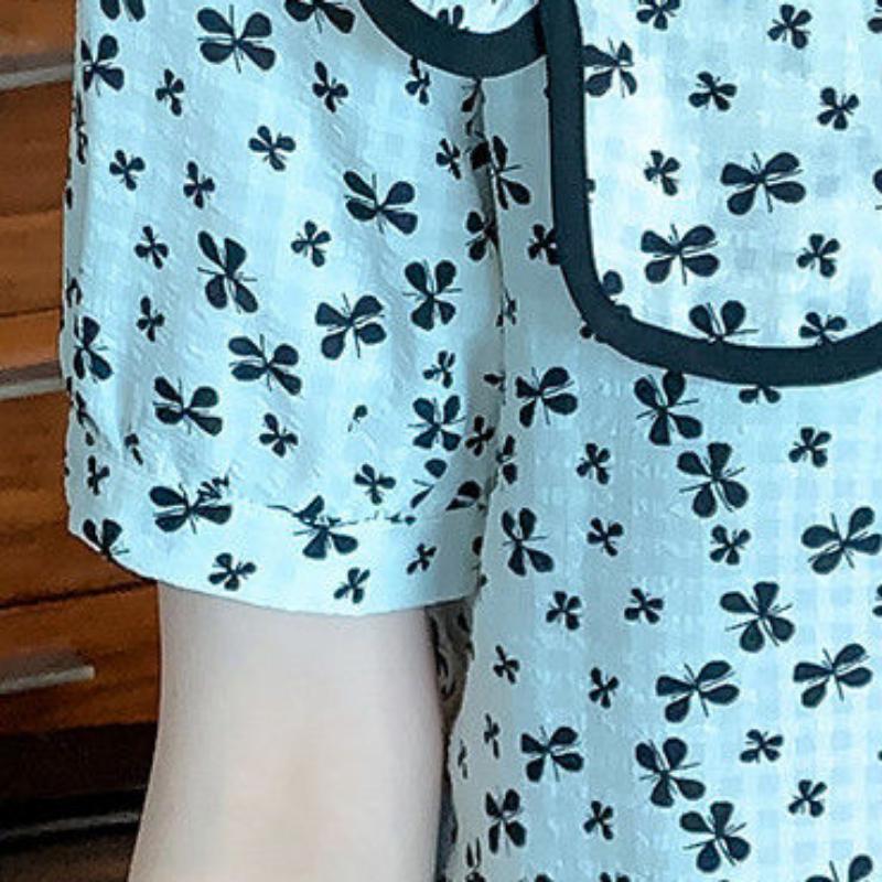 WTEMPO Brand Small Floral Shirts with Matching Doll Collar Summer Ladies' Tops Fashionable and Versatile Lapel Short-sleeved Shirts