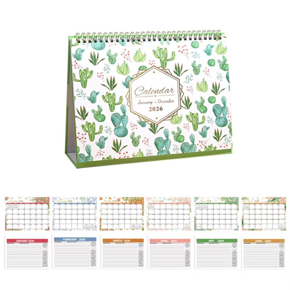 2026 Creative Desktop Calendar-Portable Thick Paper Standing Flip Version,Daily Schedule/Yearly Agenda,Time Management Organizer