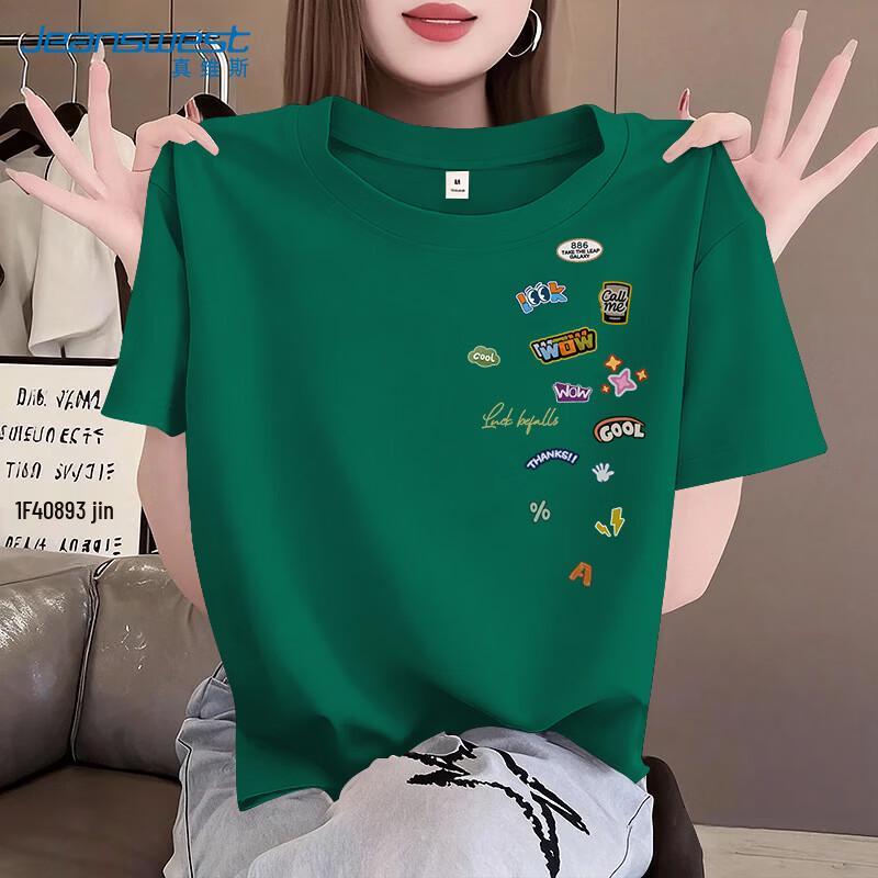 

Jeanswest Women s Drop-Shoulder Loose Cotton Graphic T-Shirt M