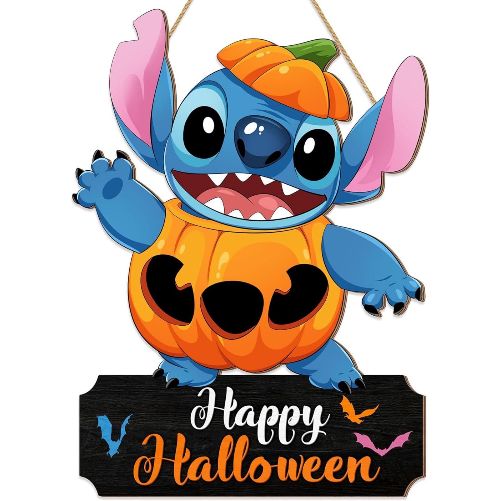 Halloween Cartoon Door Sign Happy Halloween Front Door Hook Decoration Wooden Hanging Door One Size
