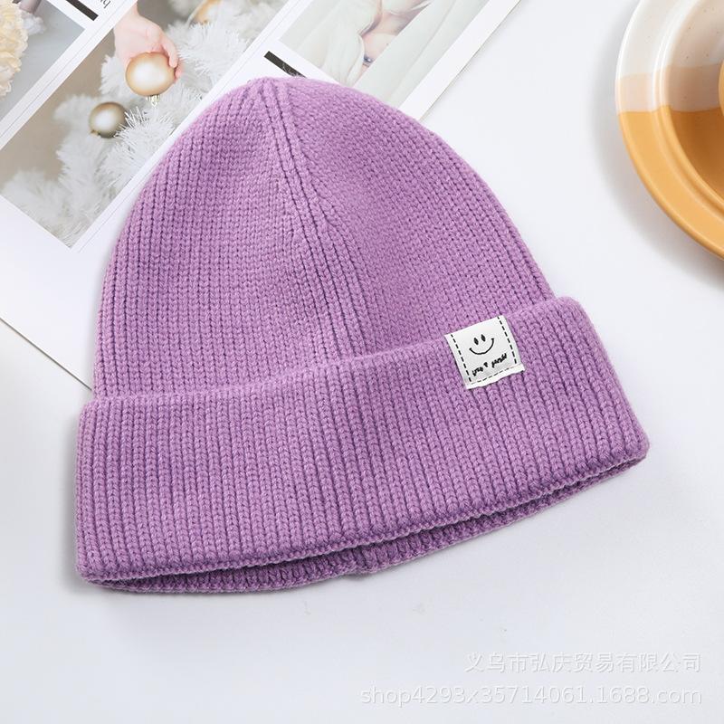 New Hat for Women In Winter Warm Knitted Hat for Students Couple Melon Skin Landlord Korean Style Fashionable Smiley Wool Hat for Men