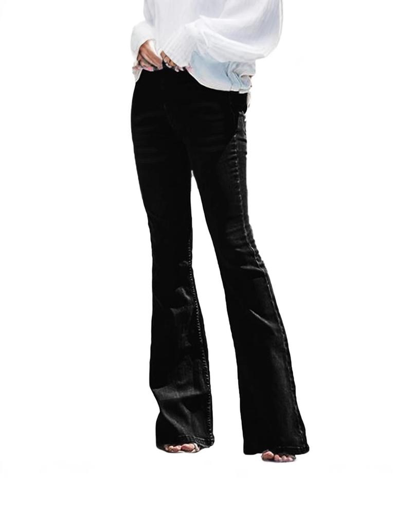 New Women's High-Waisted White Flare Denim Pants - Slimming European & American Style