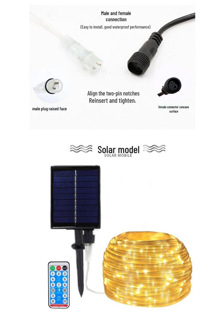 New Solar-Powered Low-Voltage Waterproof Fairy String Lights for Outdoor Christmas Tree and Courtyard Decoration