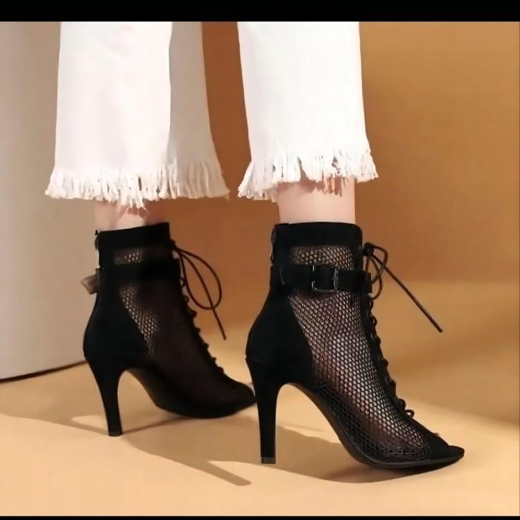 Dámské Sandály Móda Sexy Tenké vysoké podpatky Otevřená špička Zip Taneční boty Letní Společenský tanec Krátké boty Dámské Plus velikost 43