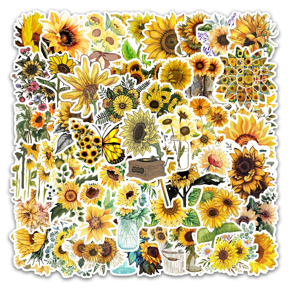 54 Sunflower Style Graffiti DIY Decorative Stickers for Laptop and Car.